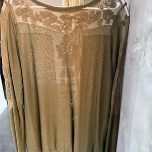 Sheer Olive Green Lace Top
